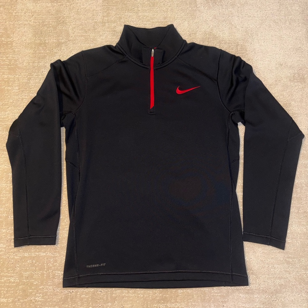 Nike ThermaFIT Men's Thermal 1/4 Zip Mock Neck Pullover Black Long Sleeve Size S